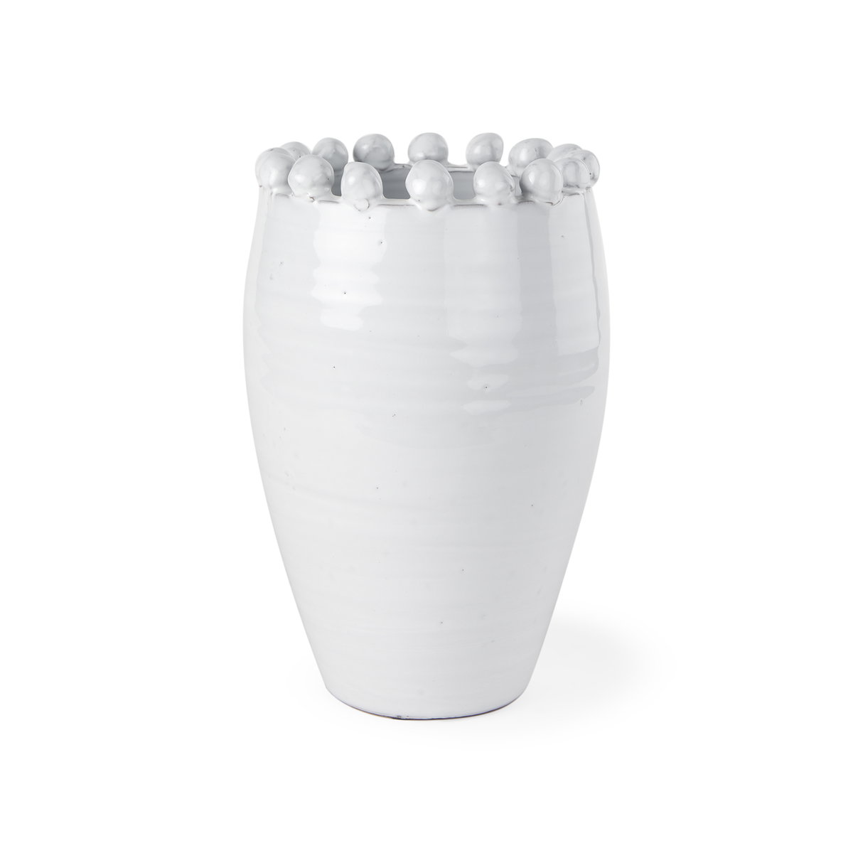 Basin Medium Off-White Glazed Vase, by Mercana, 7.28" length x 7.28" width x 11.22" height View 1