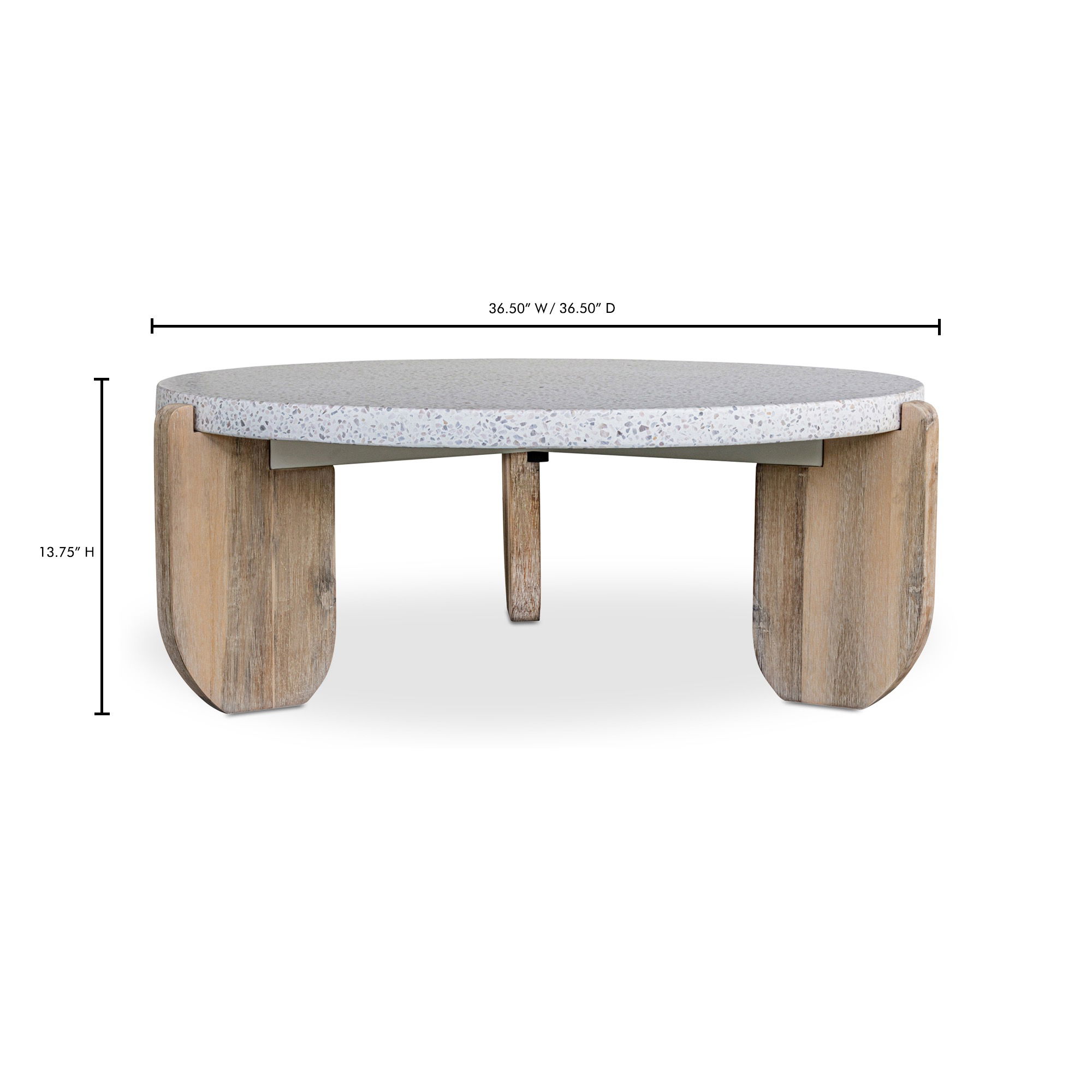 Wunder Coffee Table White, by Moe's Home, 36.5" width x 13.75" height x 36.5" depth View 9