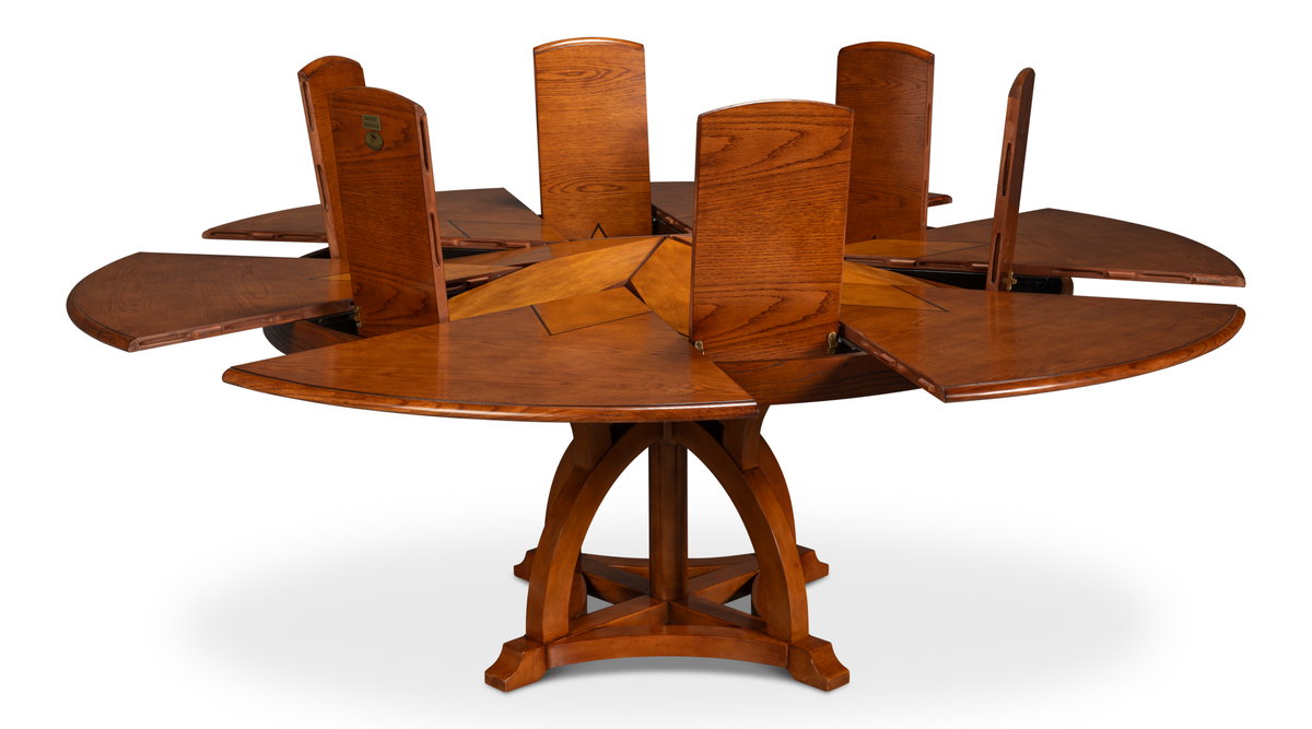 Austin Jupe Dining Table Medium Walnut, by Sarreid, 4'7" length x 4'7" width x 2'6" height View 9