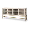 Arelius 70L x 18W x 32H White Wood with Gold Metal Base 4 Door Glass Cabinet Sideboard thumbnail 0
