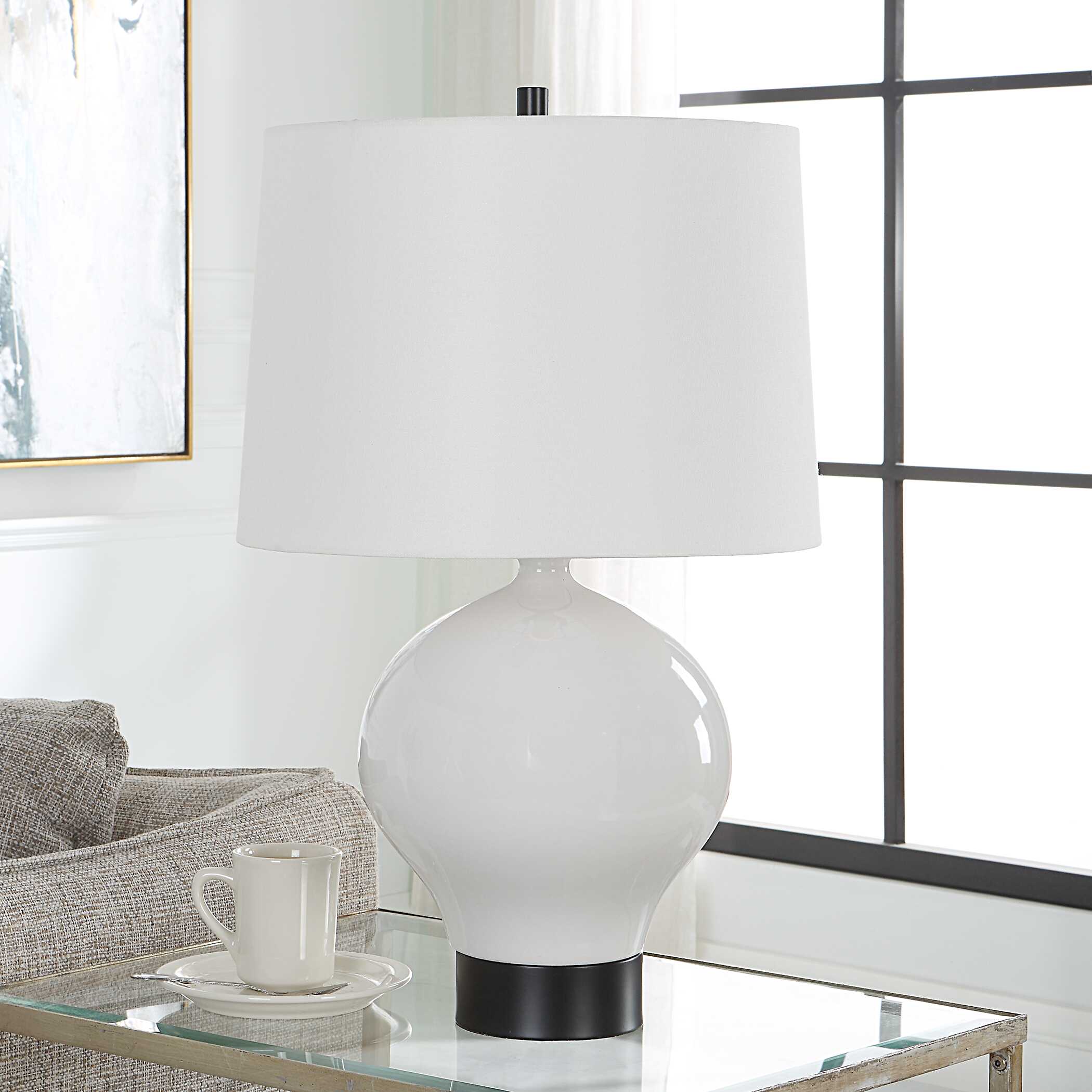 Collar Gloss White Table Lamp large image 
