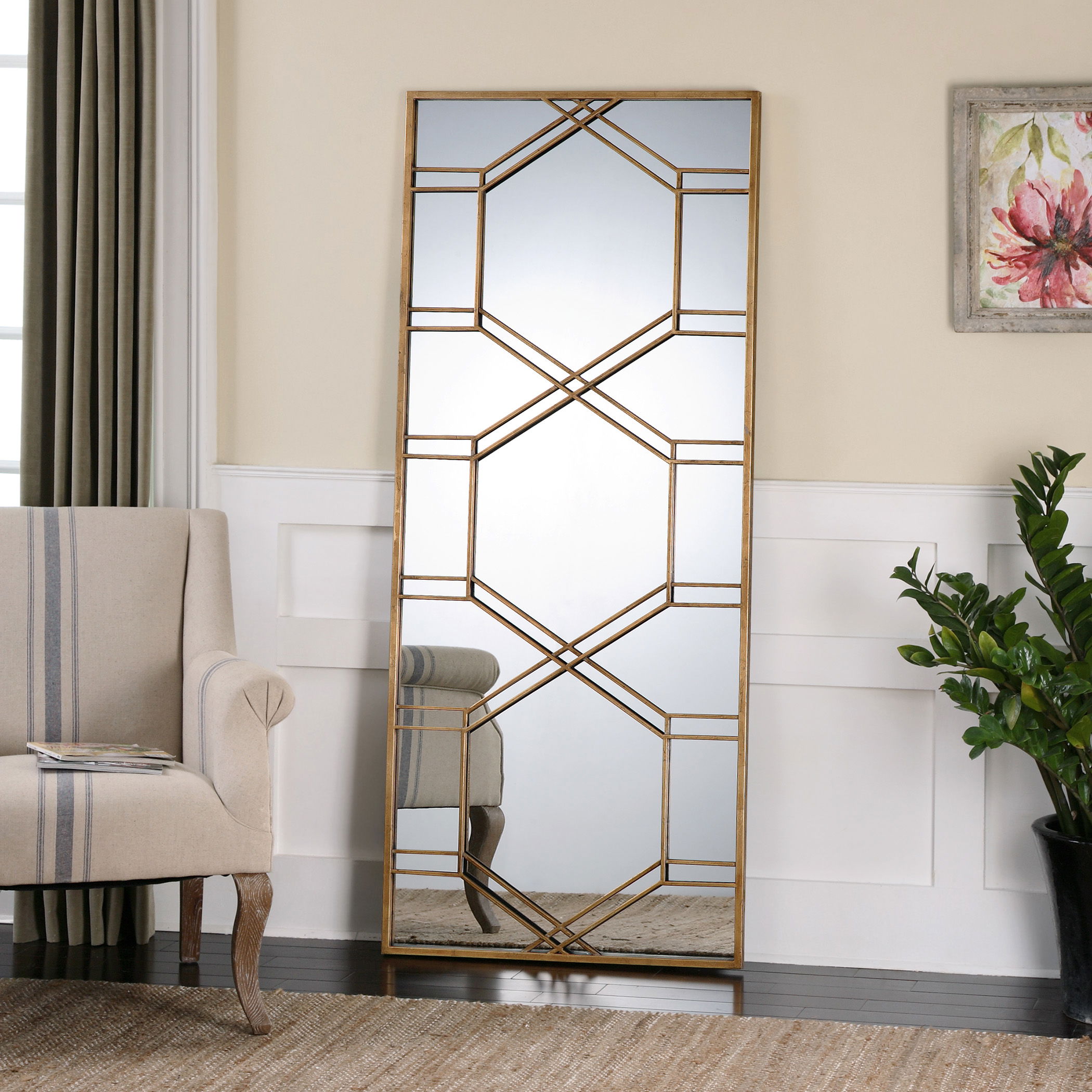 Kennis Gold Leaf Leaner Mirror large image 