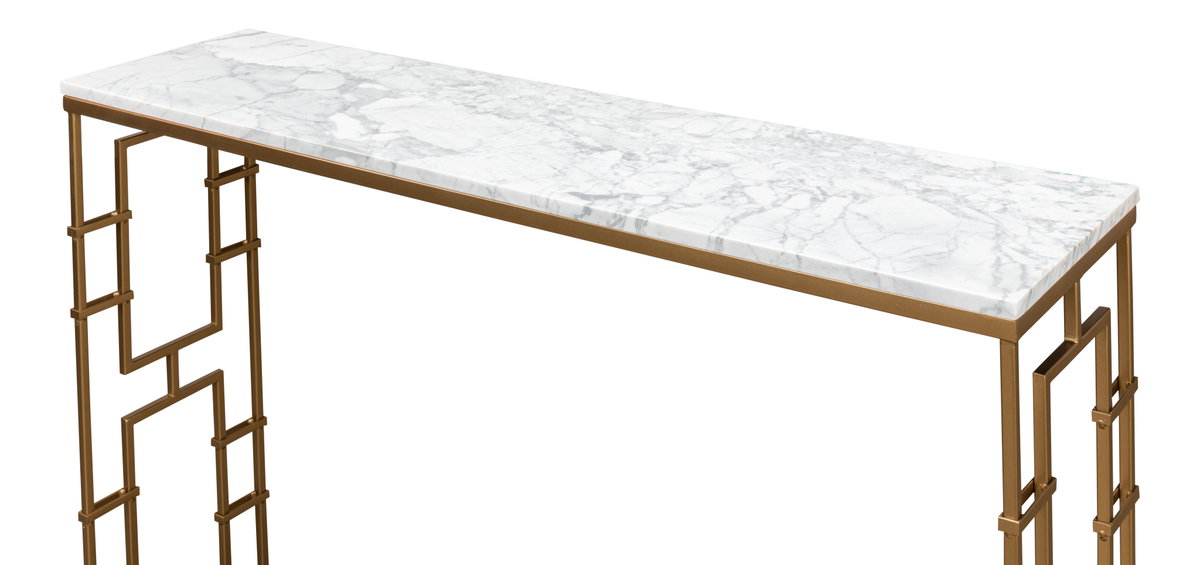 Brass Gate Console Table, by Sarreid, 1' length x 4' width x 2'9" height View 9