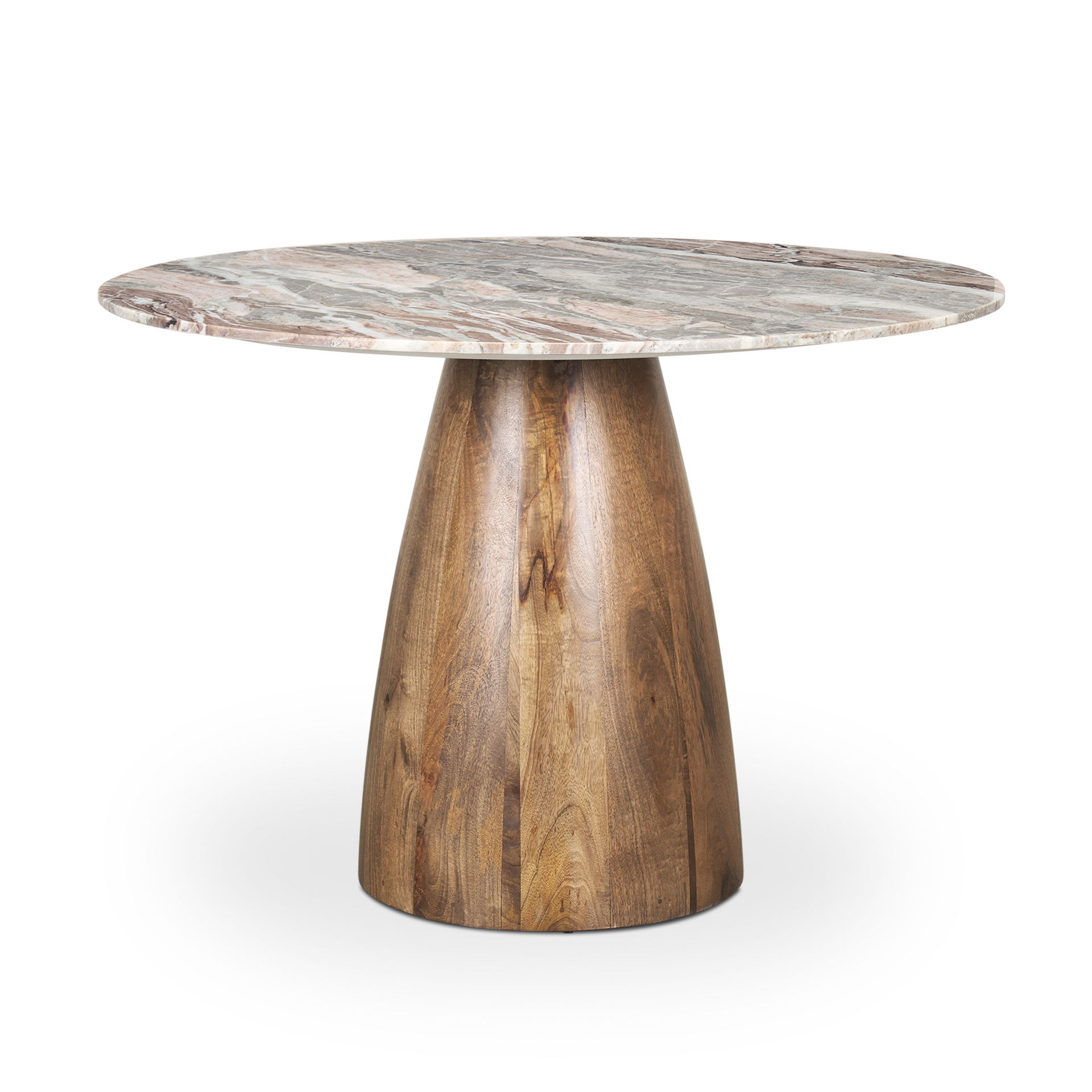 Allyson Round Medium Brown with Pink Marble Pedestal Dining Table large image 