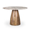 Allyson Round Medium Brown with Pink Marble Pedestal Dining Table thumbnail 0
