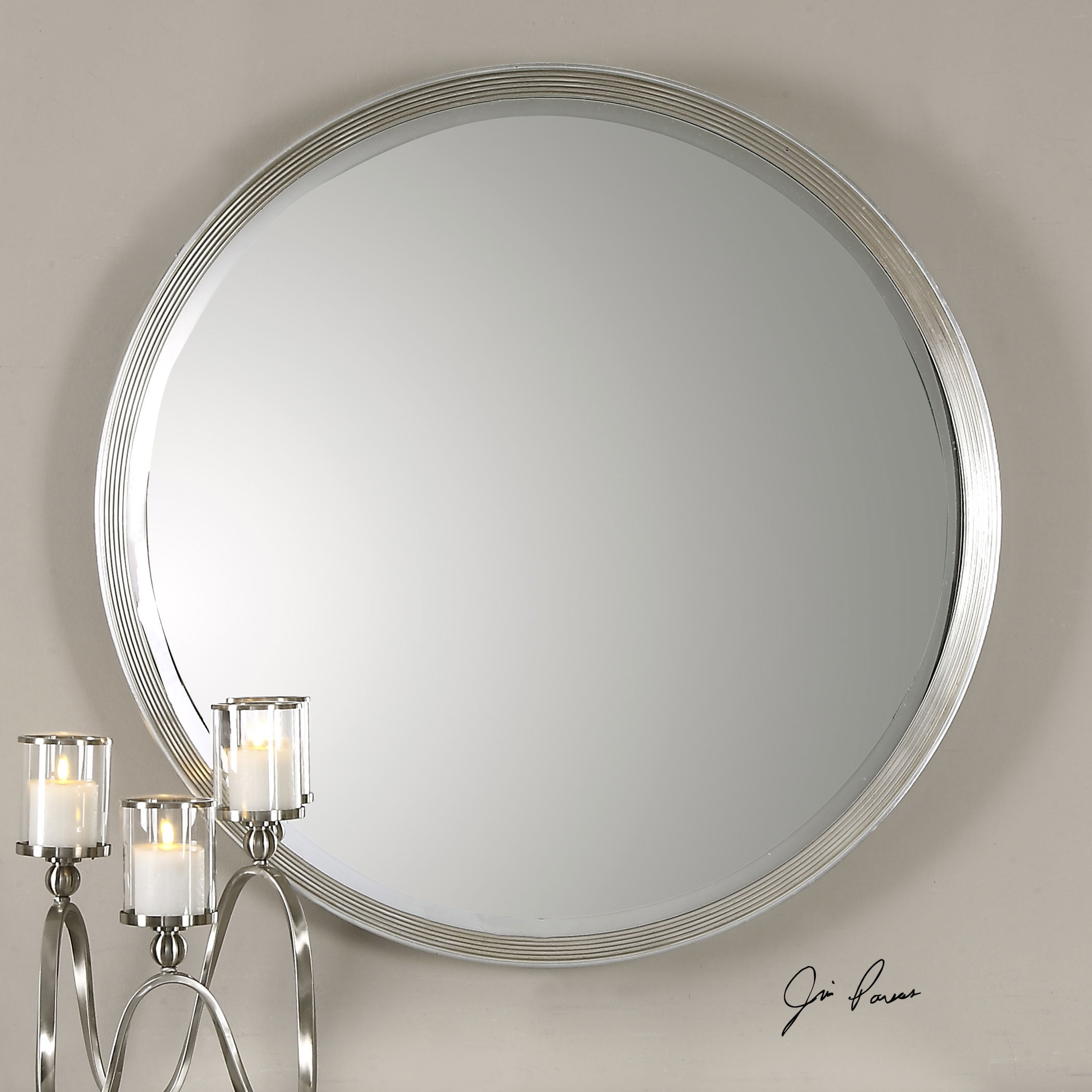 Serenza Round Silver Mirror large image 