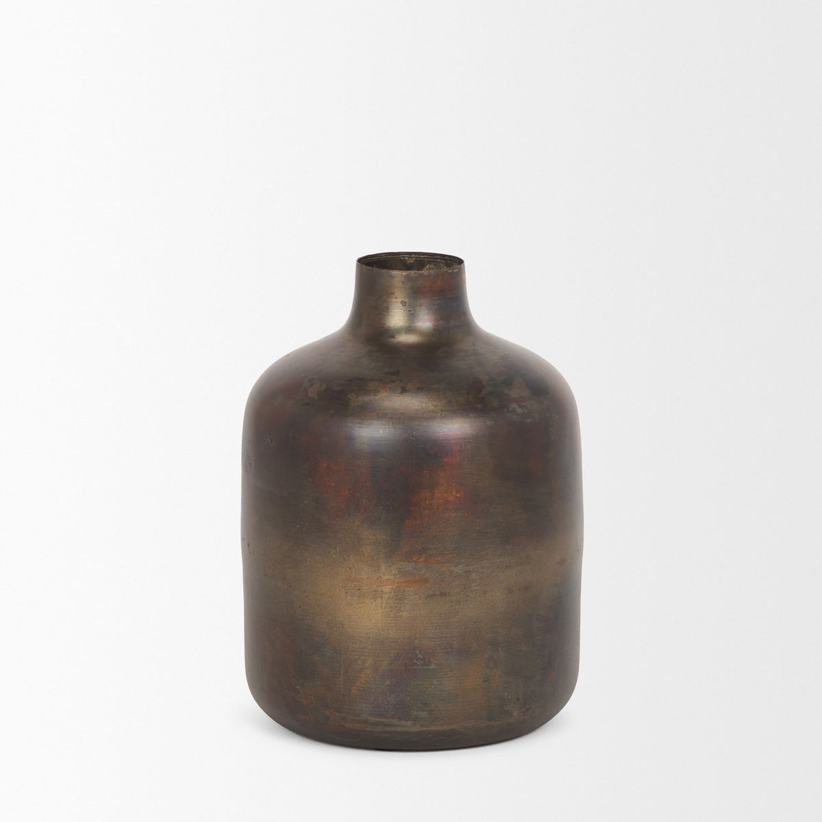 Daya Medium Antiqued Gold Metal Vase, by Mercana, 6.3" length x 6.3" width x 8.66" height View 4