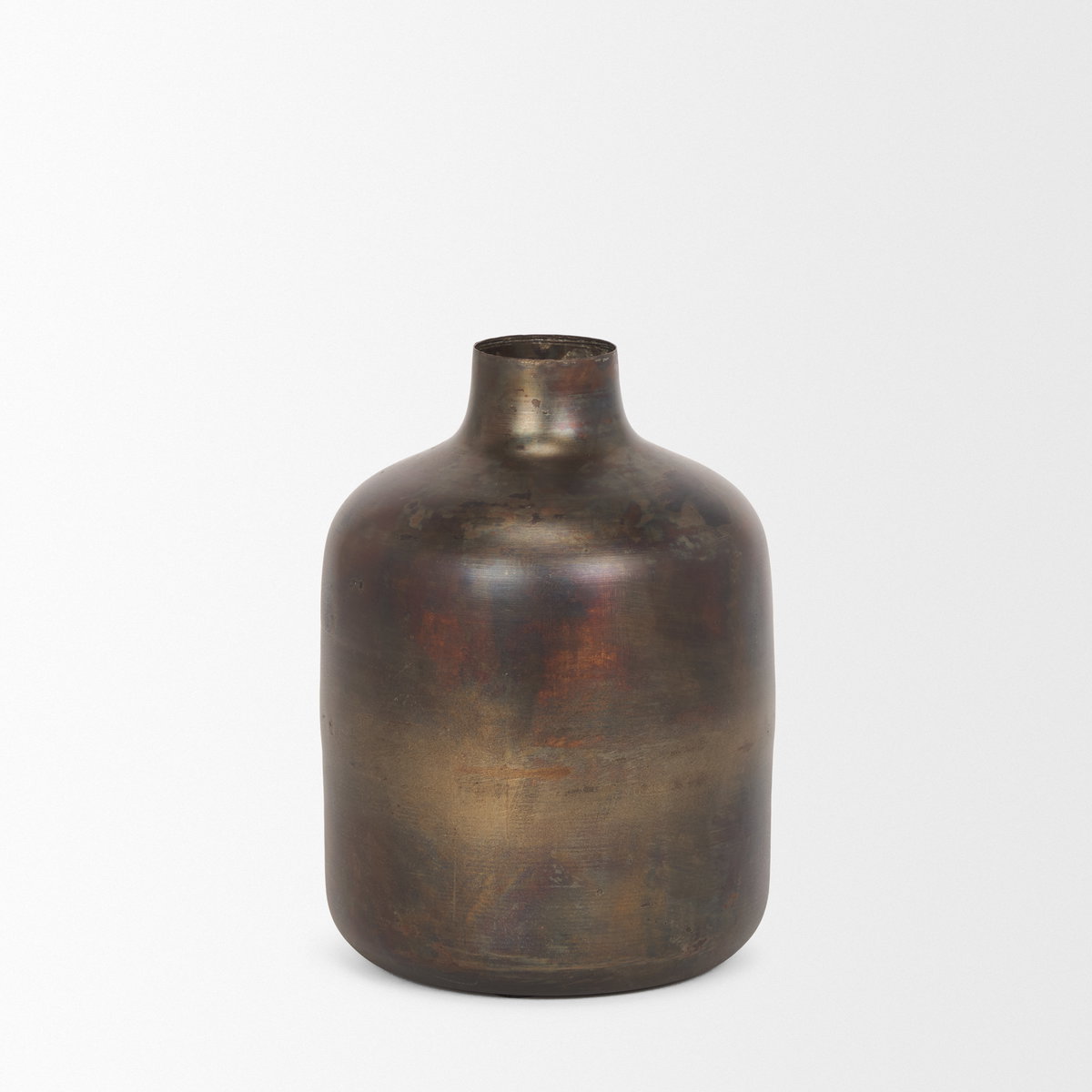 Daya Medium Antiqued Gold Metal Vase, by Mercana, 6.3" length x 6.3" width x 8.66" height View 4