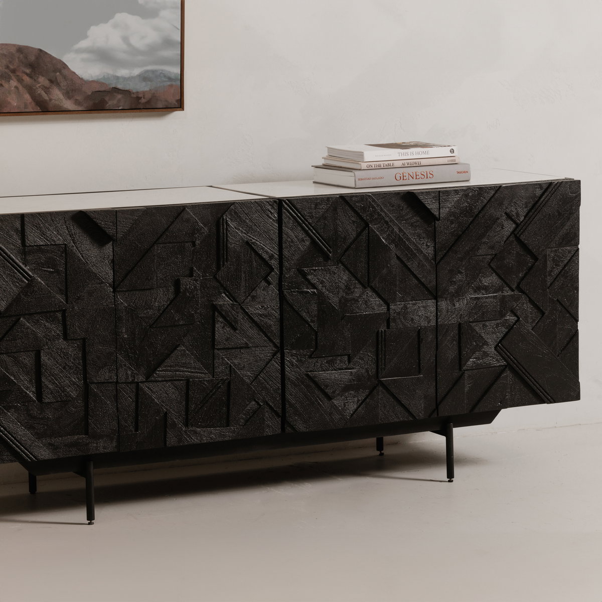Kattan Sideboard Black, Cabinets & Sideboard by Moe's Home, 72" width x 31" height x 19" depth View 7