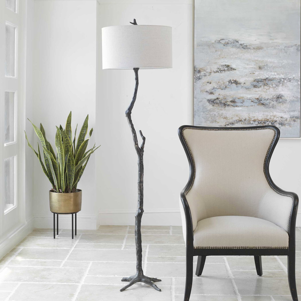 Spruce Rustic Floor Lamp, by Uttermost, 1'6" width x 5'8.5" height x 1'6" depth View 4
