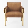 Ashton Brown Leather with Light Wood Accent Chair, by Mercana, 28.54" length x 29.72" width x 31.5" height thumbnail 3