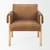 Ashton Brown Leather with Light Wood Accent Chair, by Mercana, 28.54" length x 29.72" width x 31.5" height thumbnail 4