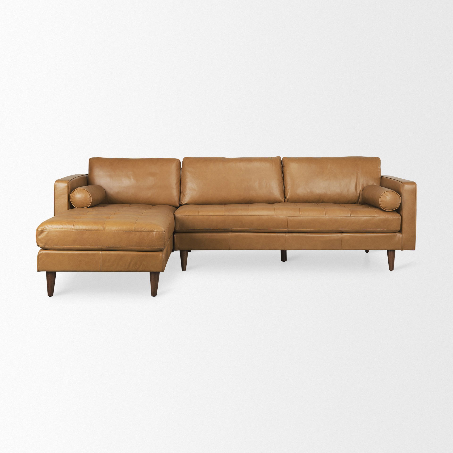 Svend 111.4L x 68.0W x 33.9H Tan Leather Left Chaise Sectional Sofa, by Mercana, 75.2" length x 37.8" width x 33.86" height View 4