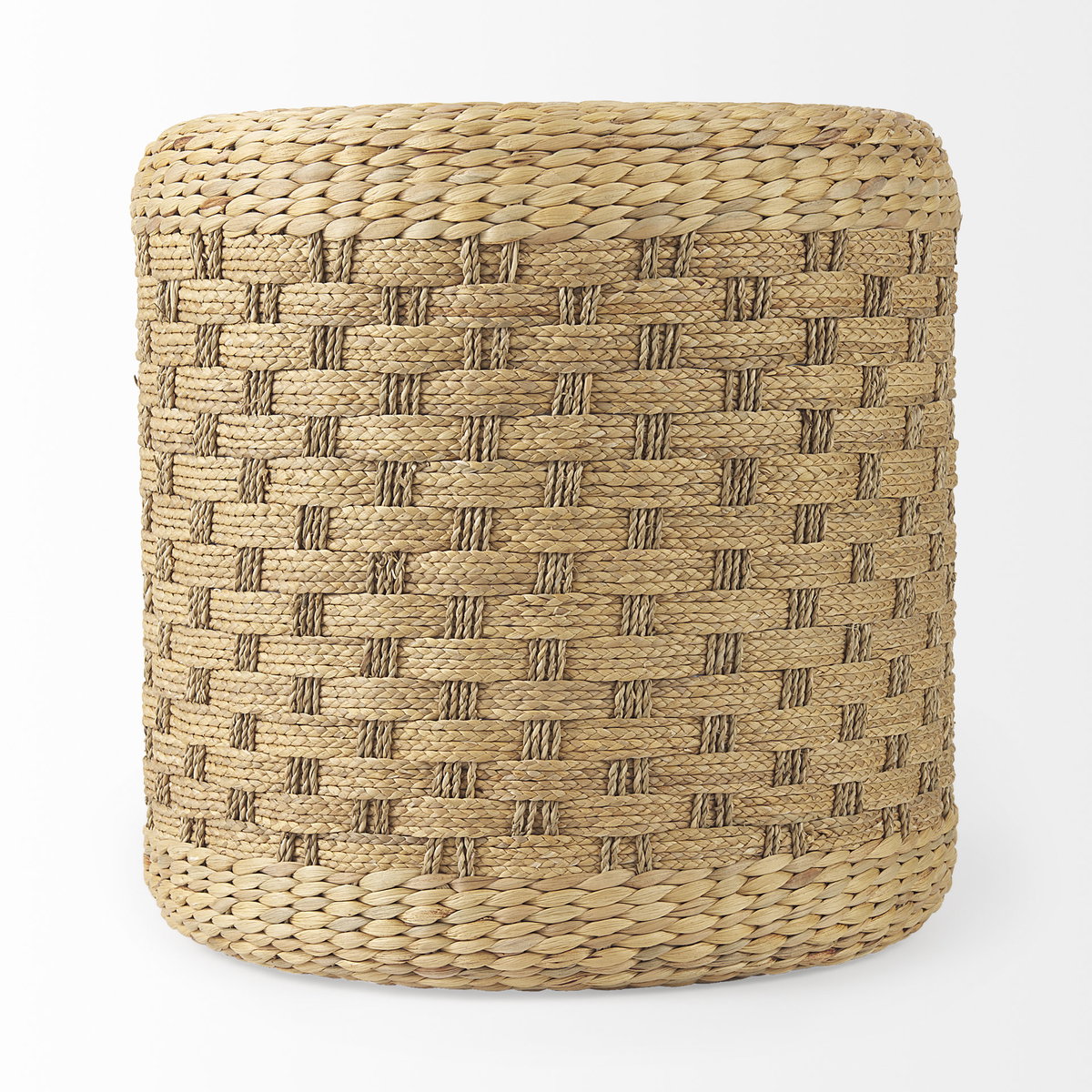 Michelle  Light Brown Woven Seagrass Round Pouf, Ottoman by Mercana, 17.72" length x 17.72" width x 17.72" height View 3