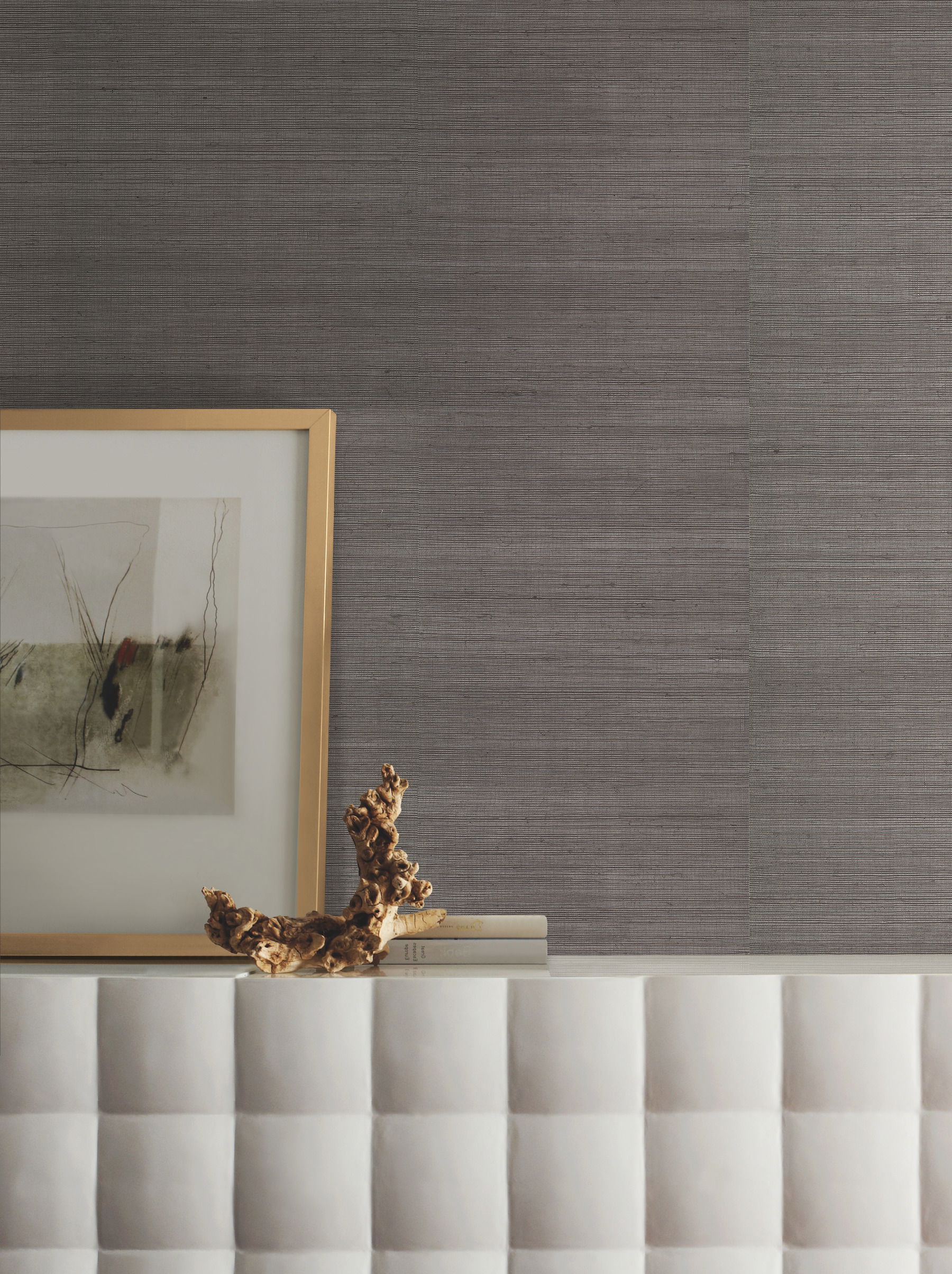 Sisal Grasscloth Silver Metallic Wallpaper large image 