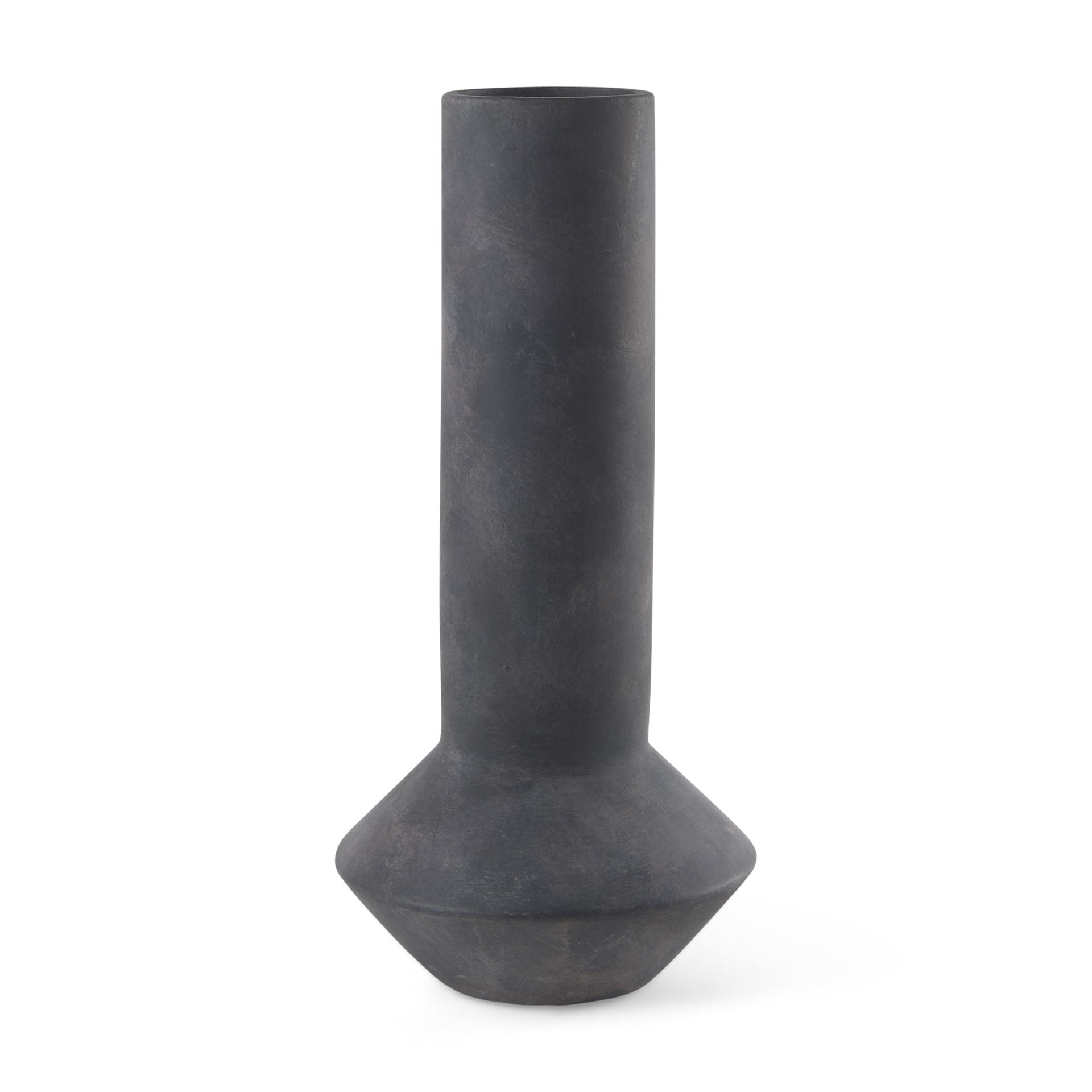 Esme  Dark Gray Ceramic Vase, by Mercana, 7.09" length x 7.09" width x 14.96" height View 1