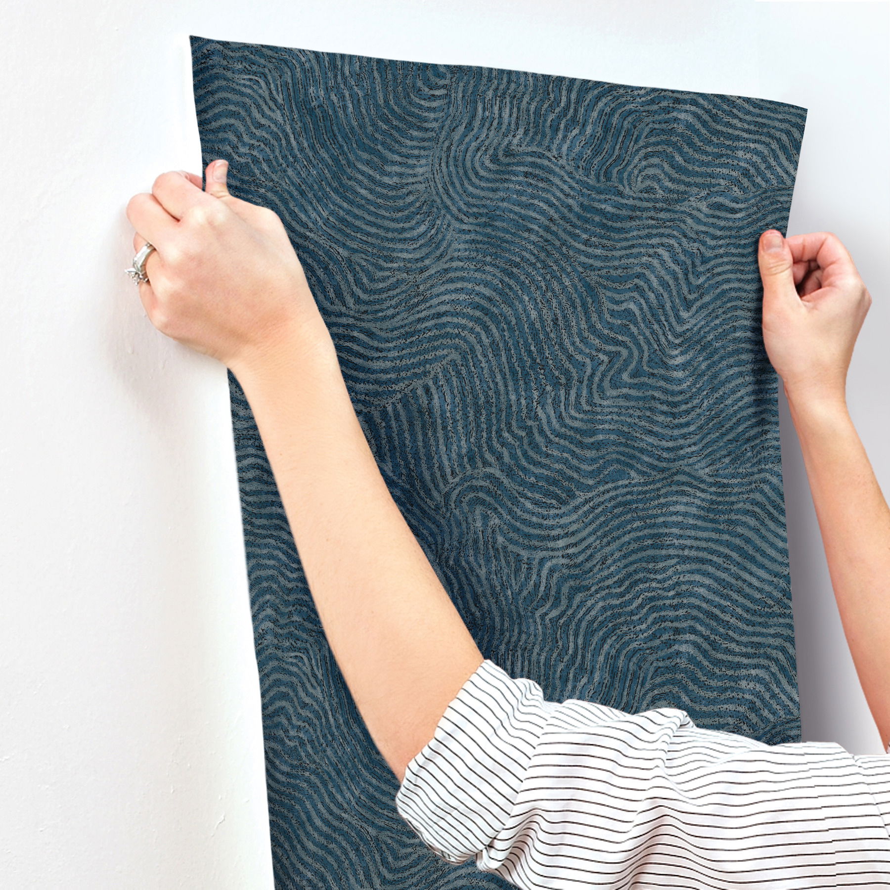 Modern Wood Indigo Wallpaper large image 