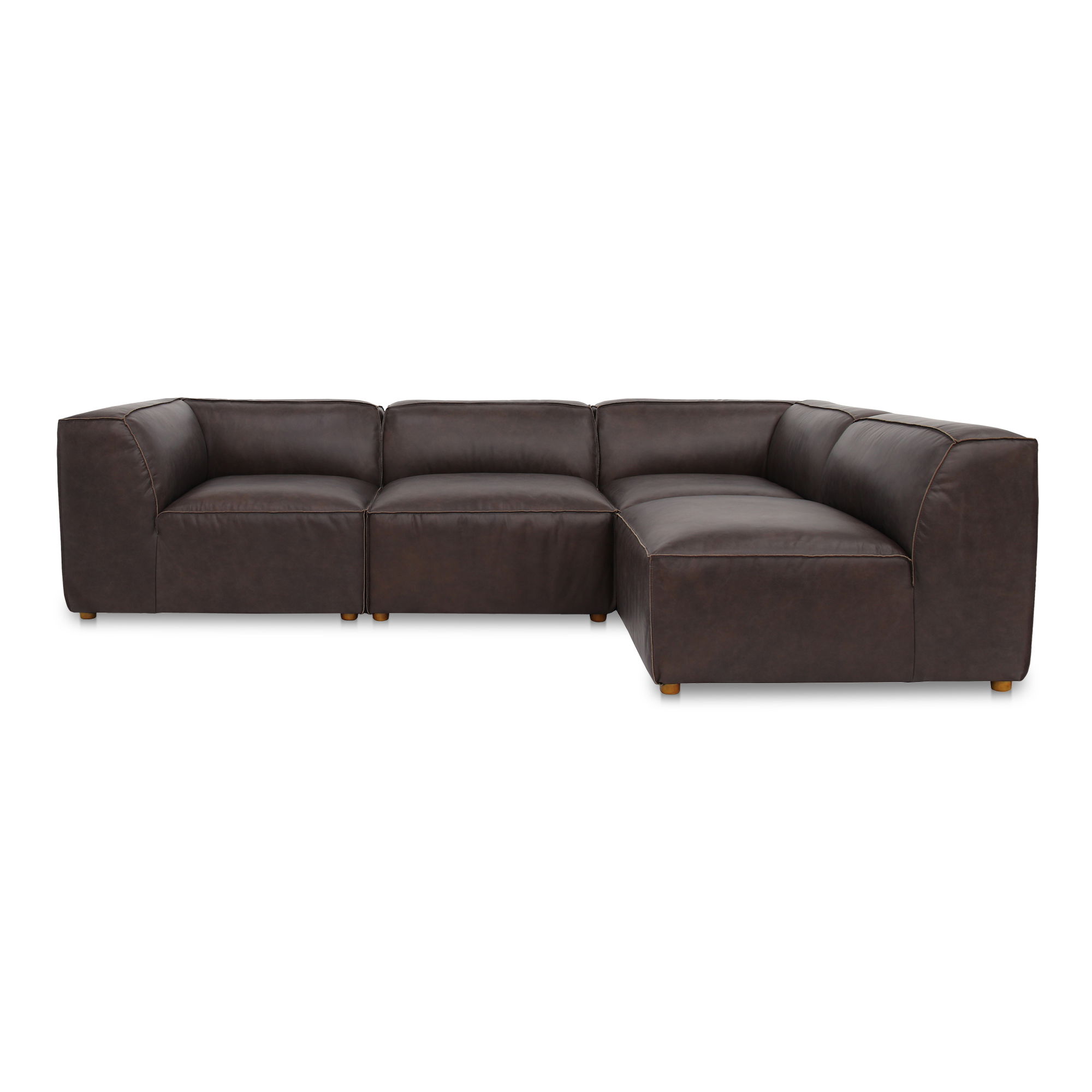 Form Signature Modular Sectional Espresso Brown Leather, Sectional Sofa by Moe's Home, 112" width x 26" height x 71.5" depth View 1