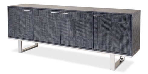 *Bronzini Credenza, Embossed Blue/Grey