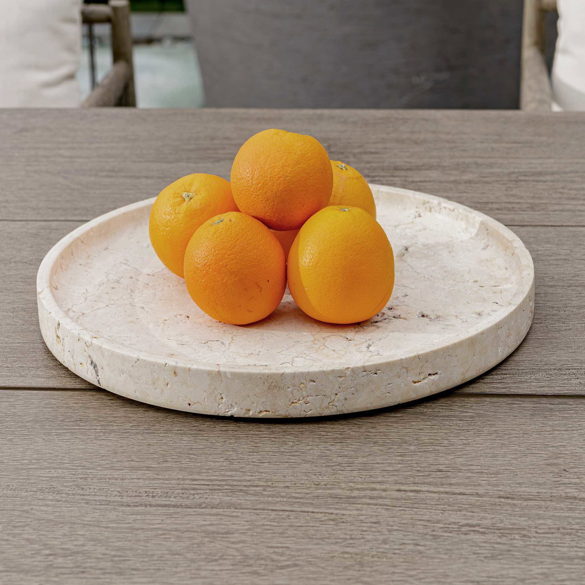 Travessa Outdoor Round Stone Tray, Decorative Tray by Uttermost, 15" width x 1.75" height x 15" depth View 4
