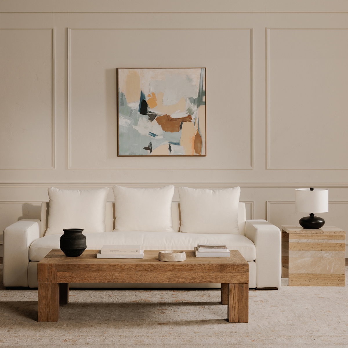 Rosa Accent Table Mixed Marble, Side & End Table by Moe's Home, 20" width x 20" height x 20" depth View 10