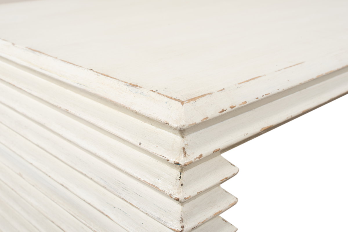 Stacked Cocktail Table  Antique White, by Sarreid, 2'2" length x 4'7" width x 1'6" height View 8