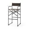 Direttore Backless 44.3in Seat Bar Stool | Brown/Gray Suede with Metal, Counter & Bar Stool by Mercana, 19.3" length x 20" width x 44.25" height thumbnail 1