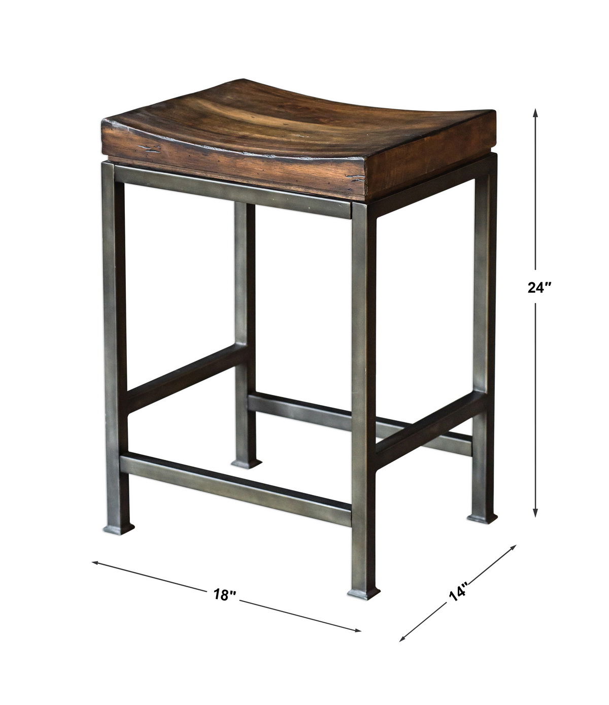Beck Wood Counter Stool, Furniture by Uttermost, 18" width x 24" height x 14" depth View 3