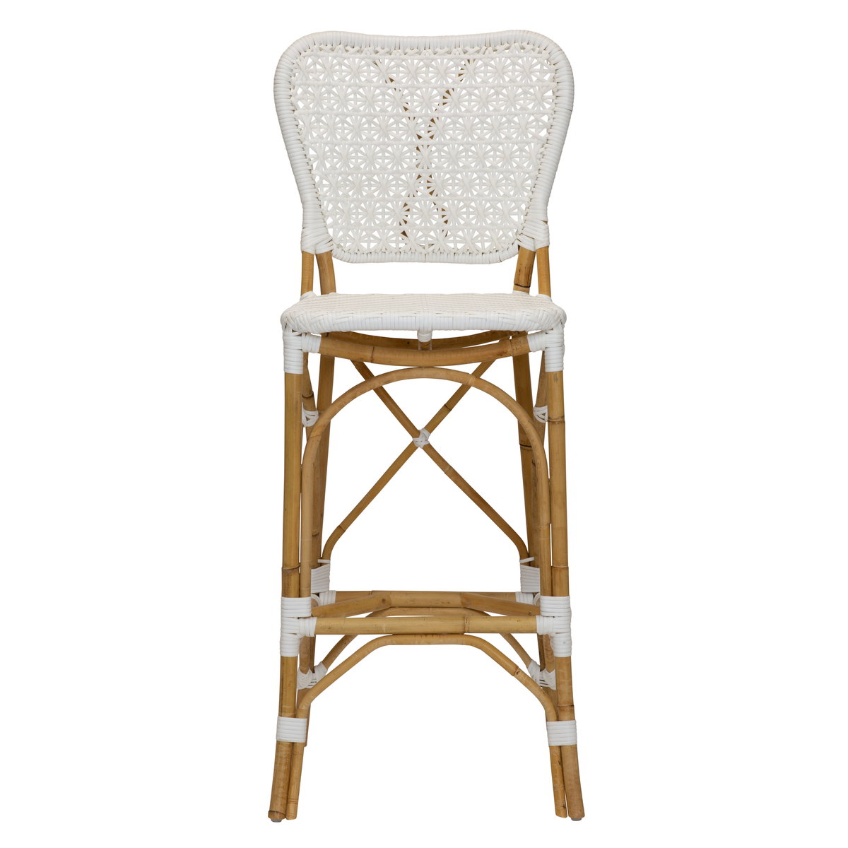 Clemente Bar Stool in Natural/White, Counter & Bar Stool by Woven, 18.5" width x 45.5" height x 19.5" depth View 5