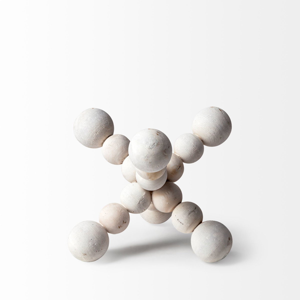 Carrollton I (Small) 7L x 7W Off-White Geometric Wood Ball Jack, Decorative Object by Mercana, 6.69" length x 6.69" width x 6.69" height View 4