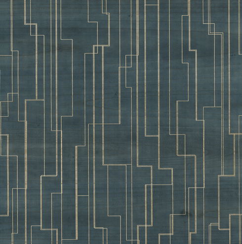 Inlay Line Peacock Wallpaper
