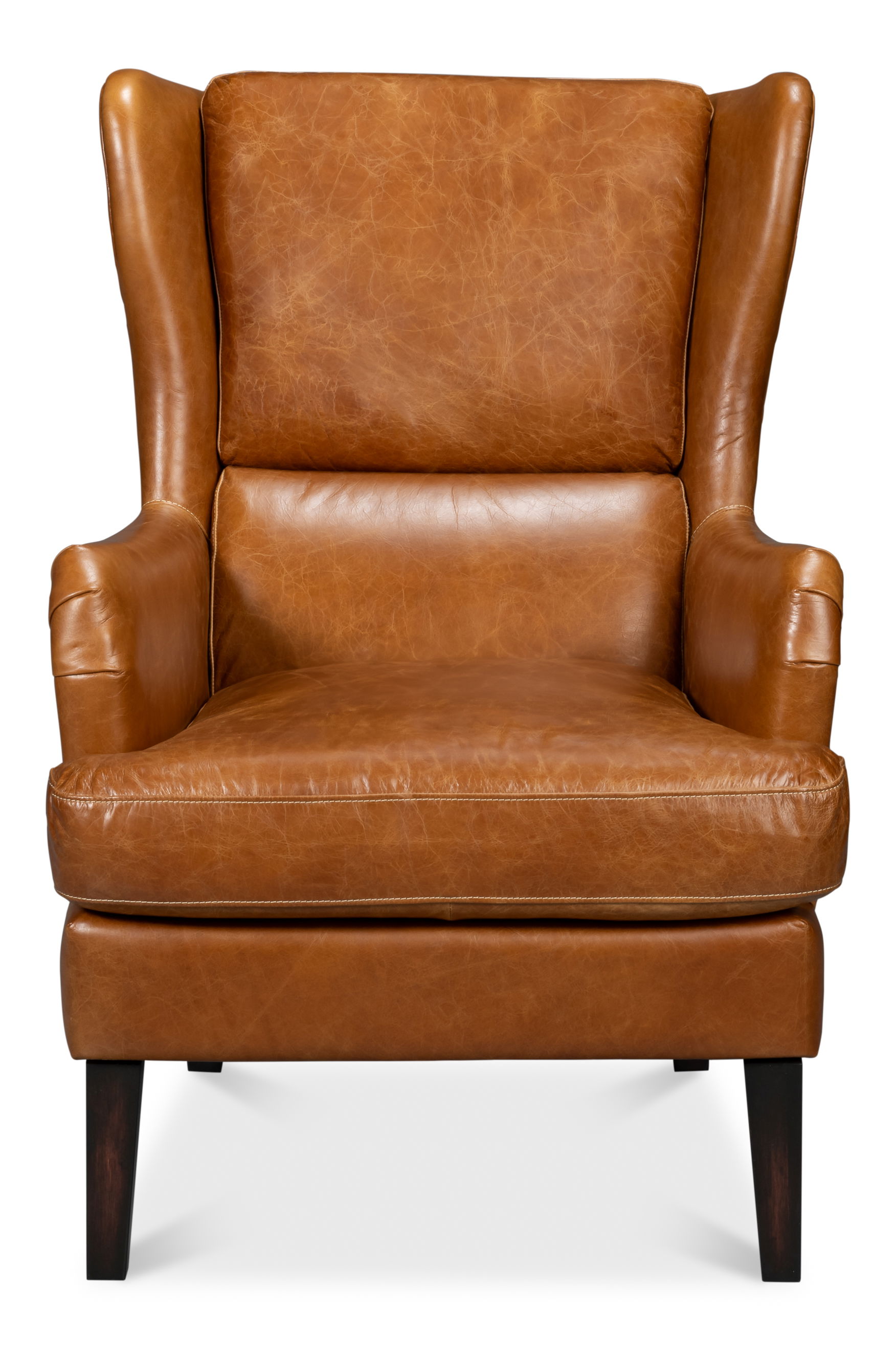 Elite Wing Lounge Chair, Cuba Brown, Seating by Sarreid, 28" length x 36" width x 40" height View 2