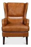 Elite Wing Lounge Chair, Cuba Brown, Seating by Sarreid, 28" length x 36" width x 40" height thumbnail 2