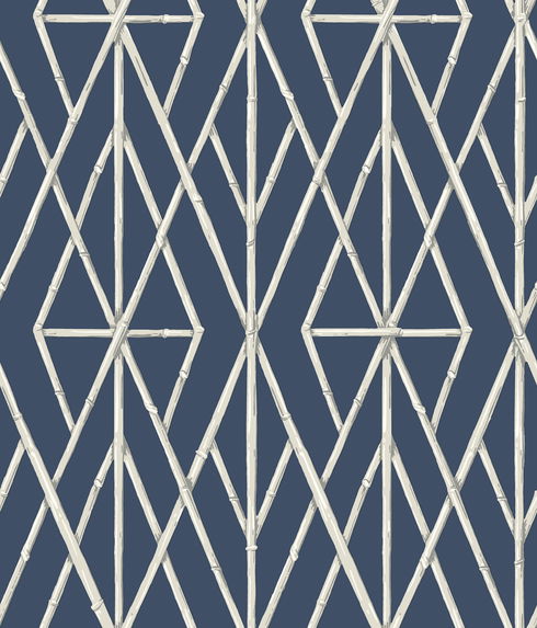 Riviera Bamboo Trellis Navy Wallpaper