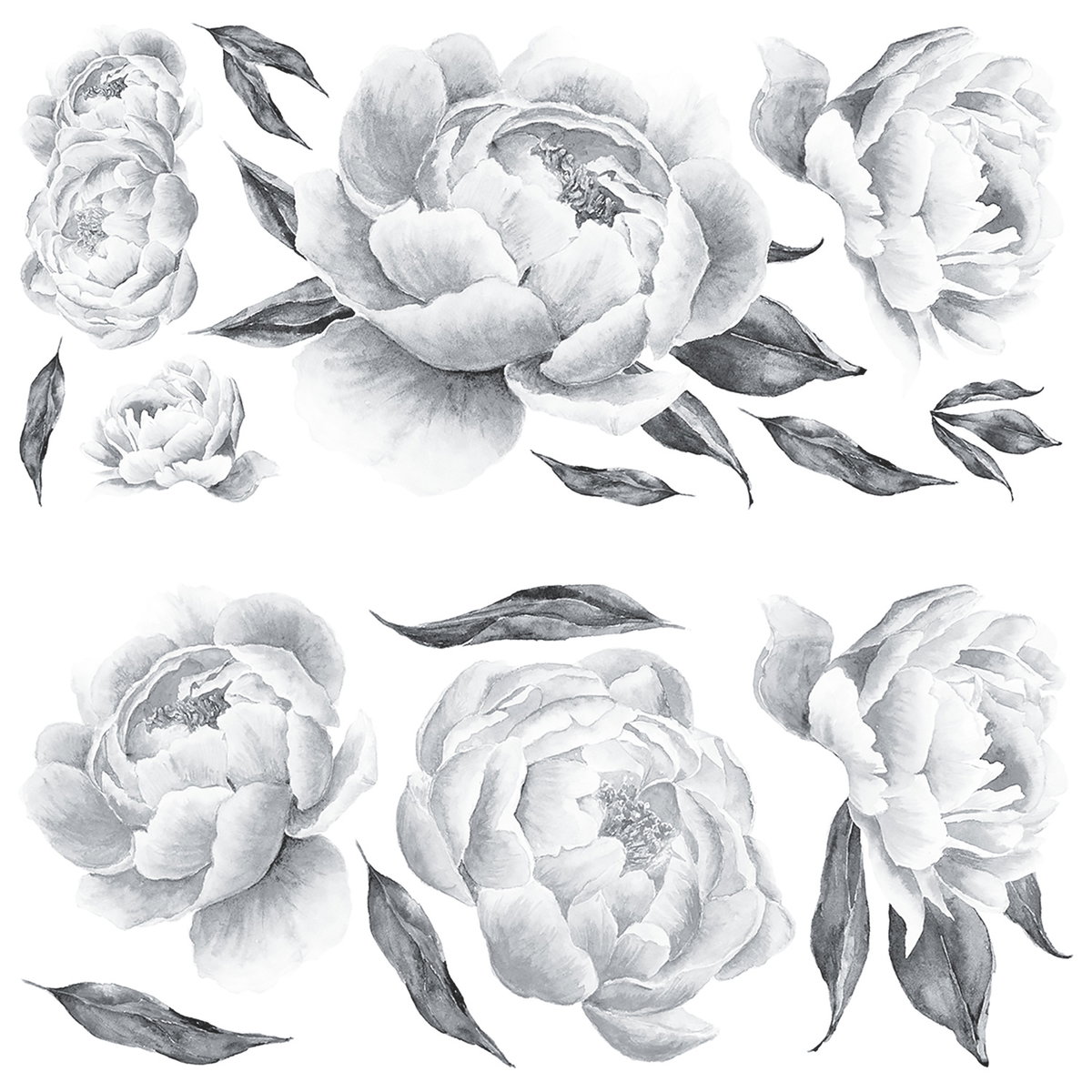 Peonies Giant Wall Decals, by York Wall, 3' length x 1'5.25" width x 2.06" depth