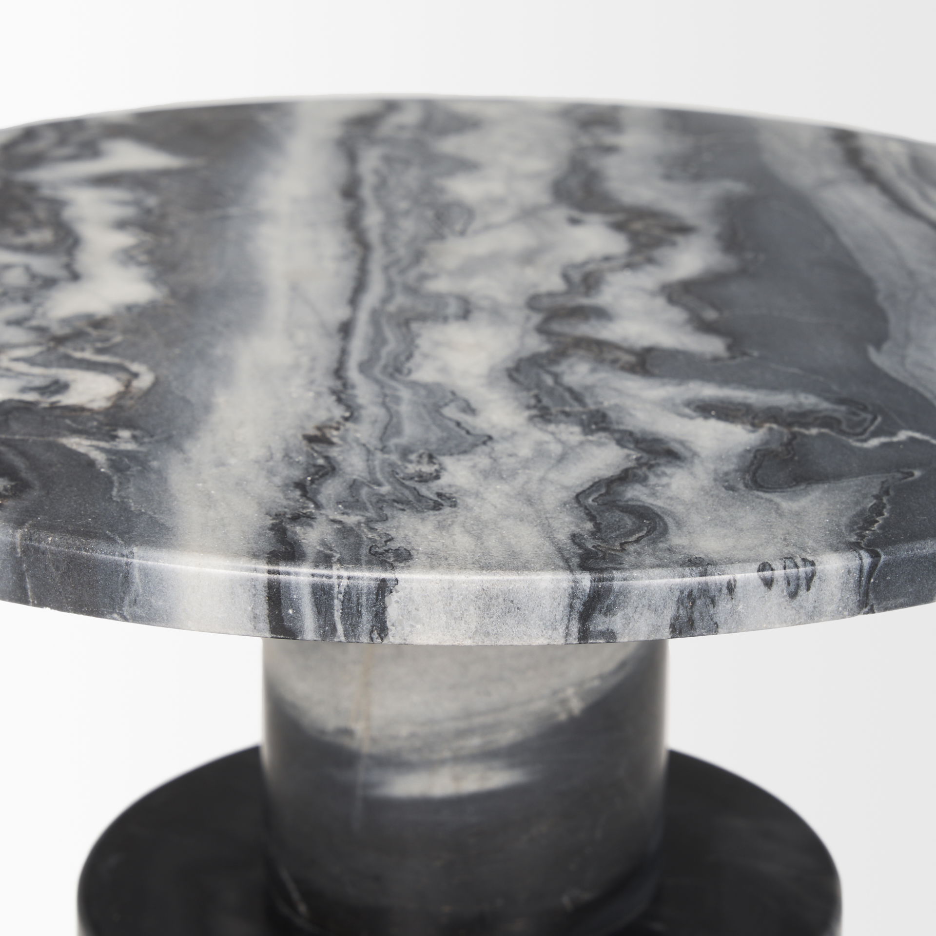 Taite Solid Dark Gray Marble Pedestal Accent Table, Side & End Table by Mercana, 16" length x 16" width x 20" height View 6
