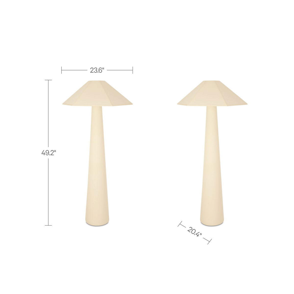 Gigi Floor Lamp Cream, by Moe's Home, 23.62" width x 49.21" height x 20.47" depth View 4