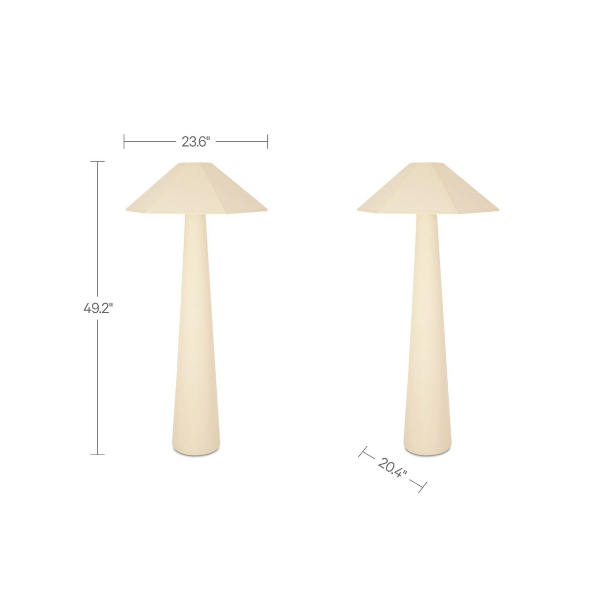 Gigi Floor Lamp Cream, by Moe's Home, 23.62" width x 49.21" height x 20.47" depth View 4