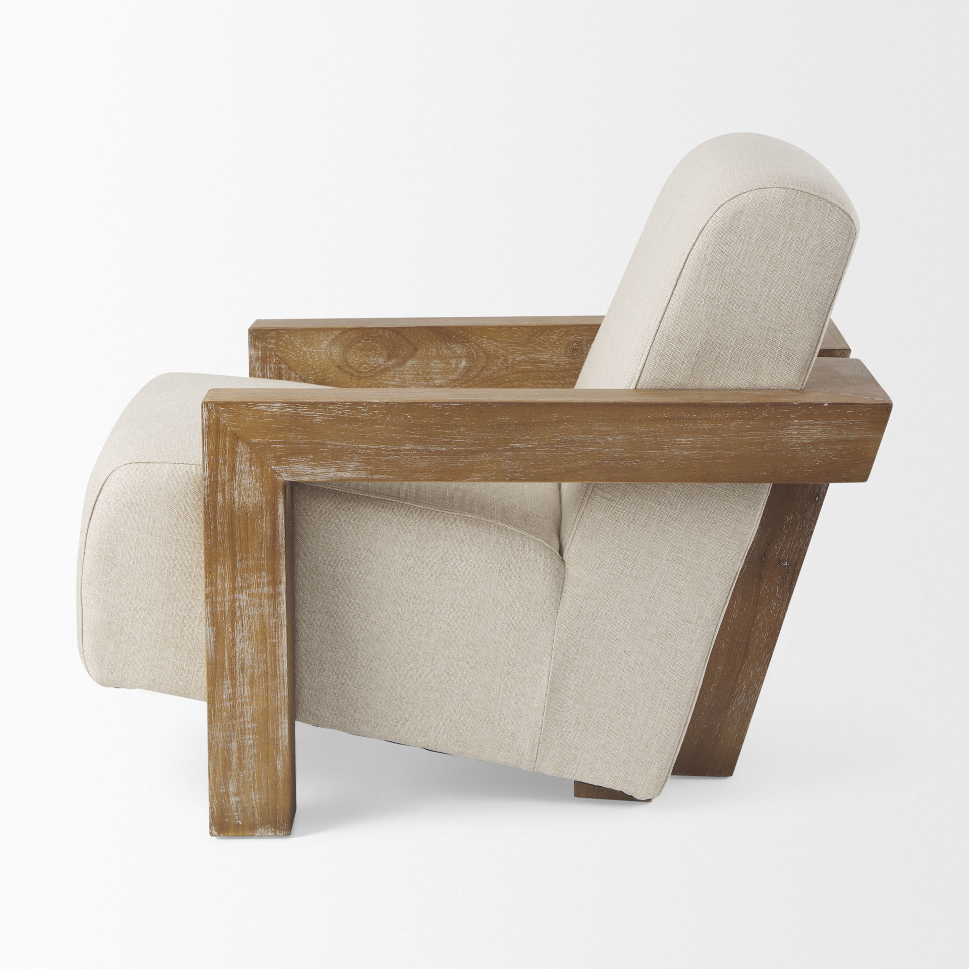 Sovereign Beige Fabric Seat and Wood Frame Accent Chair large image 
