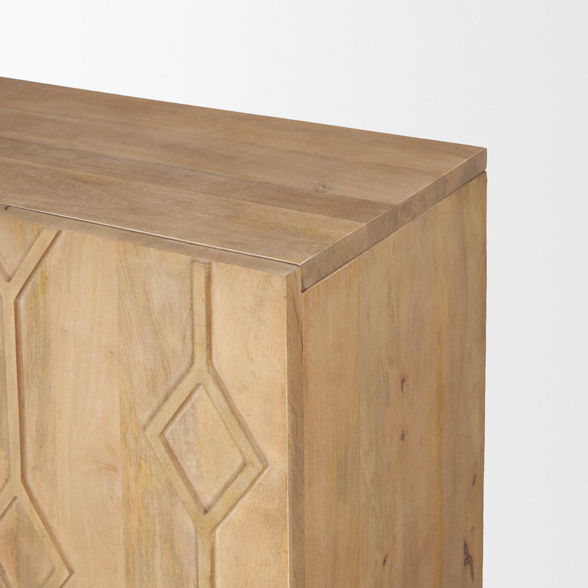 Heera Light Brown Diamond Motif with Shelf Accent Cabinet, Cabinets & Chest by Mercana, 36" length x 16.25" width x 32" height View 9