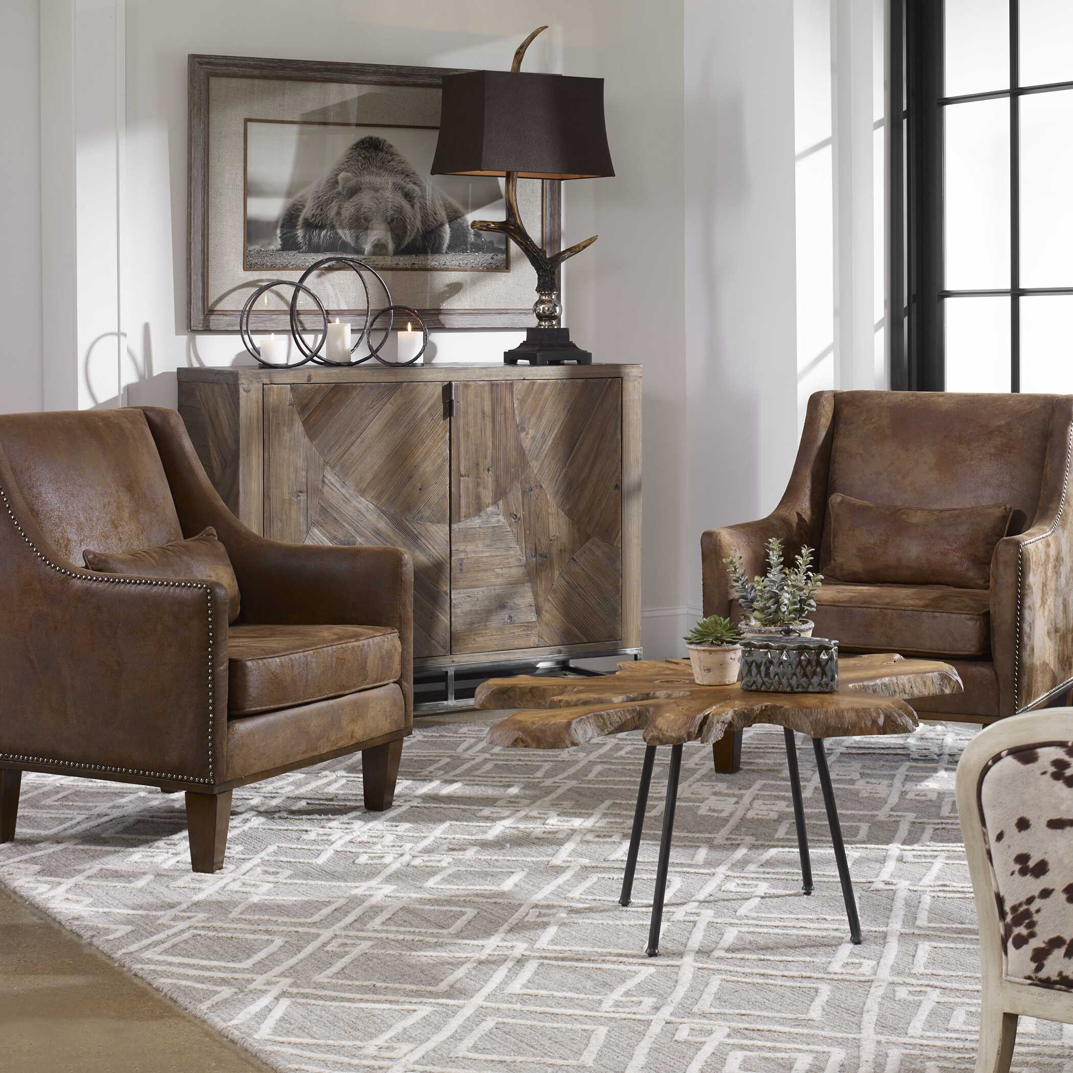 Evros Reclaimed Wood 2 Door Cabinet, Furniture by Uttermost, 52" width x 39" height x 18" depth View 7