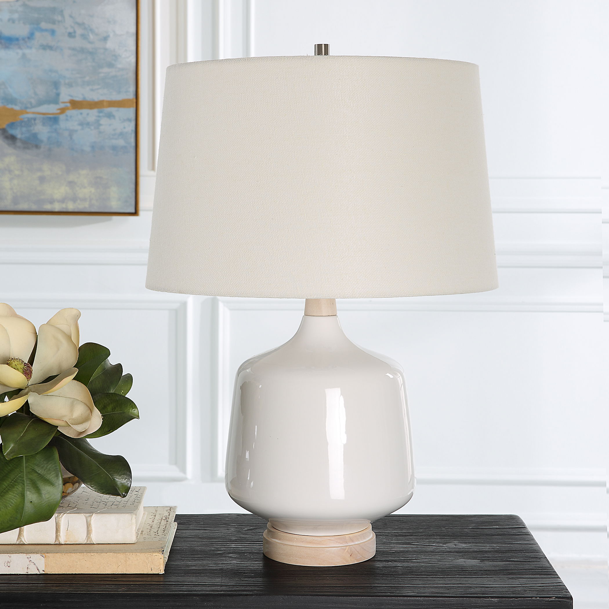 Opal Gloss White Table Lamp large image 