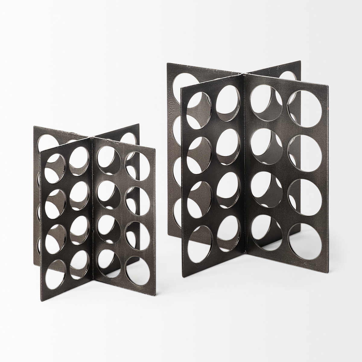 Fletcher (Small) 4L x 4W Gray Metal Abstract Decorative Object, by Mercana, 4.33" length x 4.33" width x 5.91" height View 7