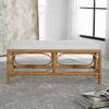 Laguna White Fabric Rattan Bench, Benche by Uttermost, 48" width x 20.5" height x 16" depth thumbnail 4