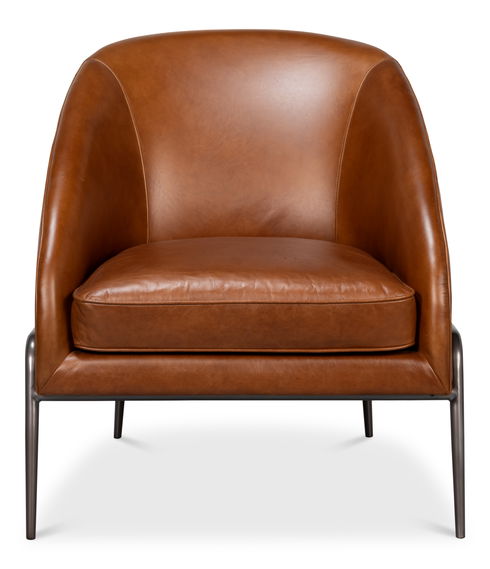 Simmons Leather Chair, Havana Brown