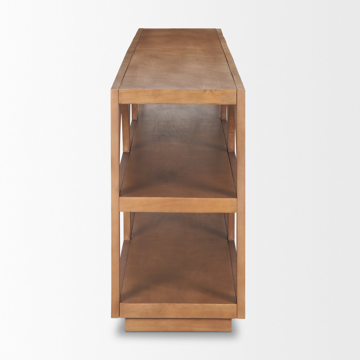 Bela 80' Medium Brown Wood Arched Console Table, by Mercana, 80" length x 16" width x 29" height View 7