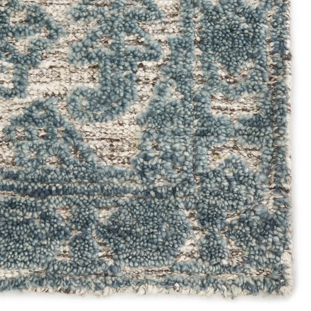 Germaine Medallion Hand-Knotted Blue/Ivory Area Rug large image 