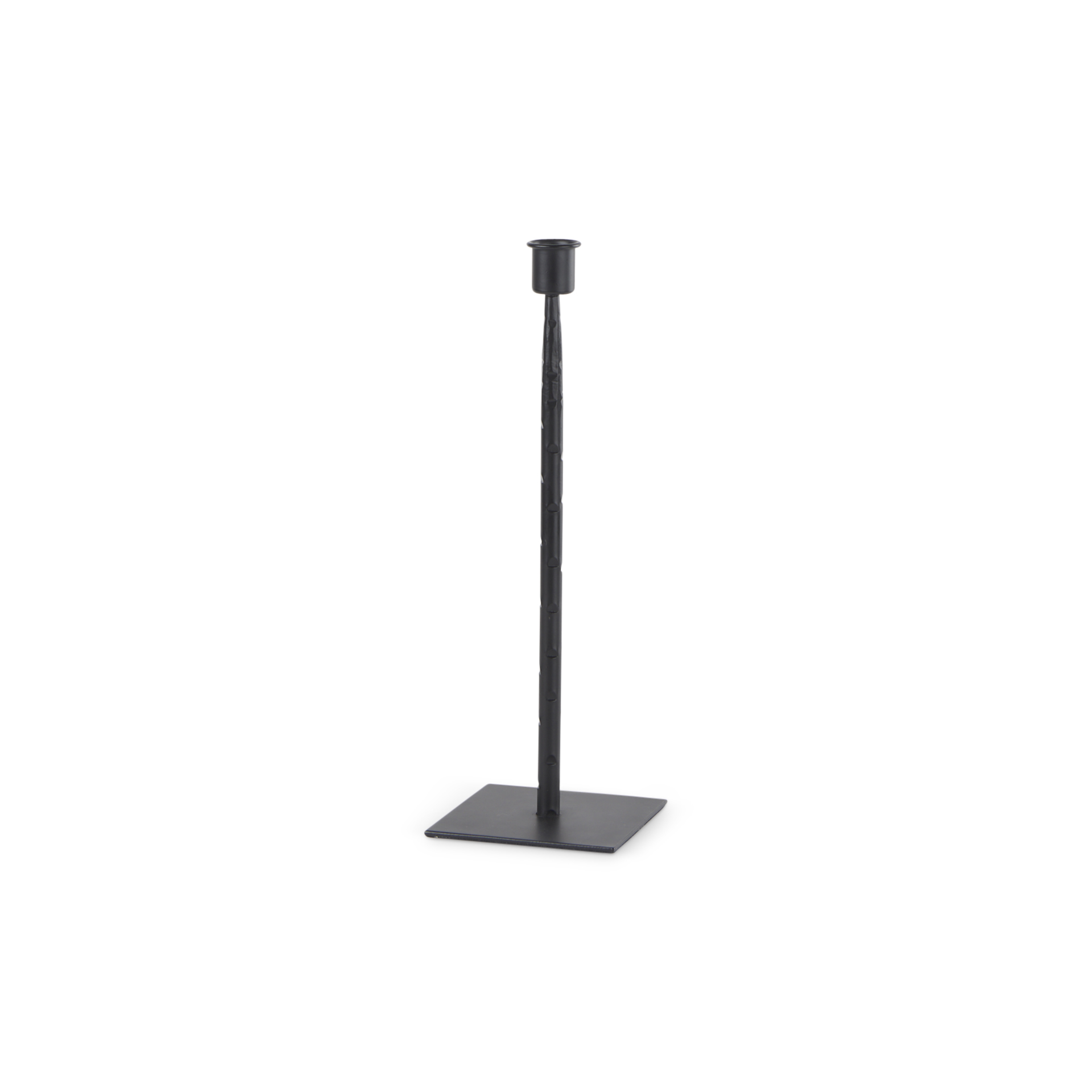 Porter  Small Black Iron Candle Holder, Candles & Candle Holder by Mercana, 4.5" length x 4.5" width x 12" height View 1