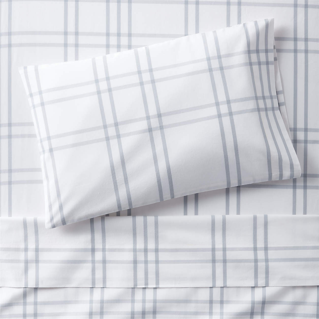Online Designer Bedroom Stax Mist Blue Yarn-Dyed Organic Cotton Toddler Sheet Set