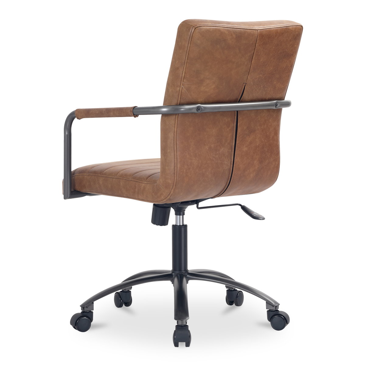 Roy Office Chair Open Road Brown Leather, by Moe's Home, 21.85" width x 36" height x 27.17" depth View 3